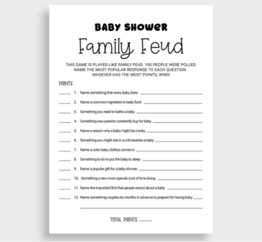 Second Life Marketplace - Baby Shower Games - Baby Shower Family Feud